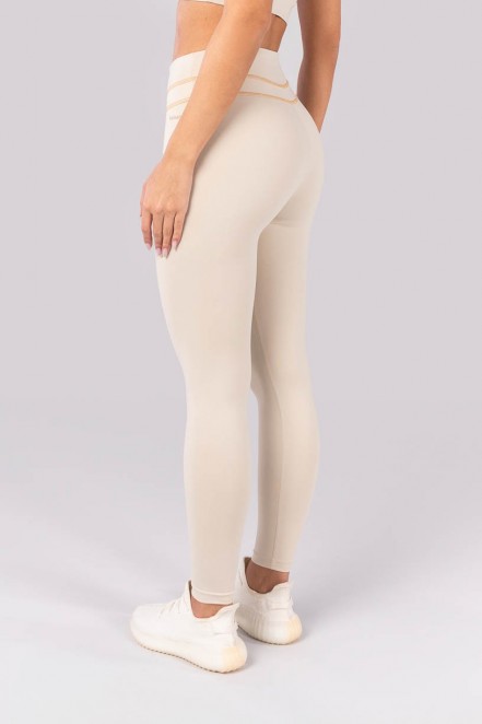 Calça Legging com Cobertura no Cós (Bege / Caramelo) | Ref: K4390-A