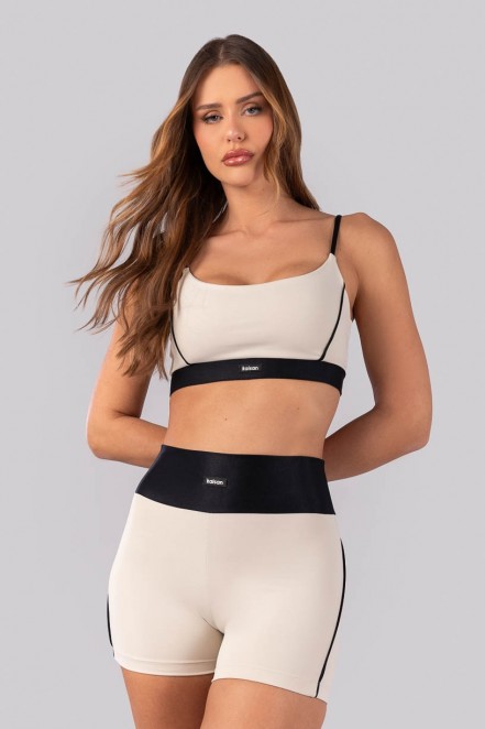 K4394-A_Short_com_Cos_e_Vivo_Canelado_Bege__Preto__Ref:_K4394-A
