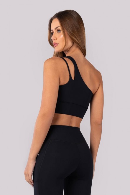 Top com um Ombro e Detalhe de Tira (Preto) | Ref: K4380-A