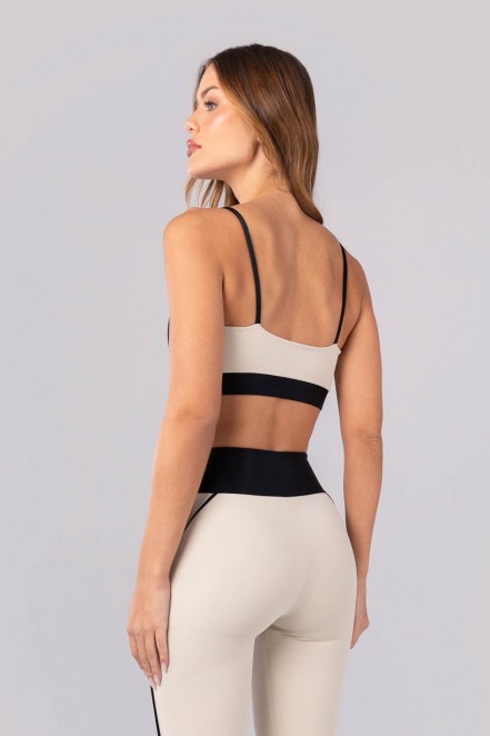 Top com Detalhes Canelados (Bege / Preto) | Ref: K4392-A