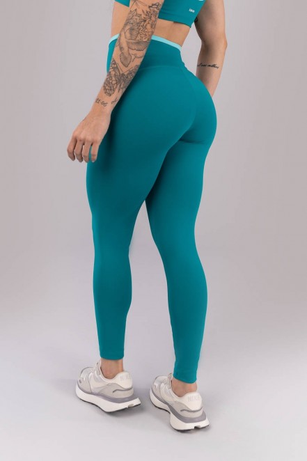 Calça Legging com Cós de Vira (Jade / Azul Turquesa) | Ref: K4220-D