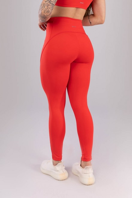 Calça Legging com Bolsos nas Laterais Do Cós (Vermelho Tomate) | Ref: K4422-A