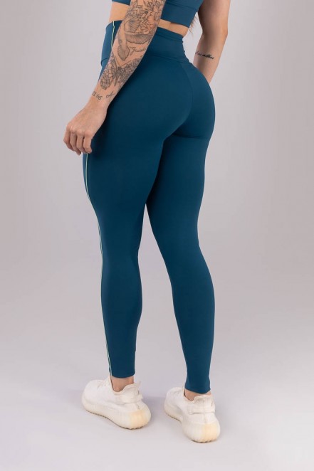 Calça Legging com Vivo Contrastante (Azul Petróleo / Verde) | Ref: K4425-A