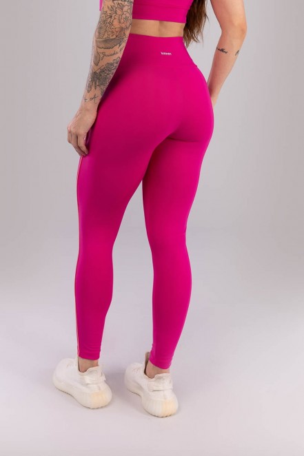 Calça Legging com Vivo Contrastante (Rosa Choque / Laranja Claro) | Ref: K4425-B