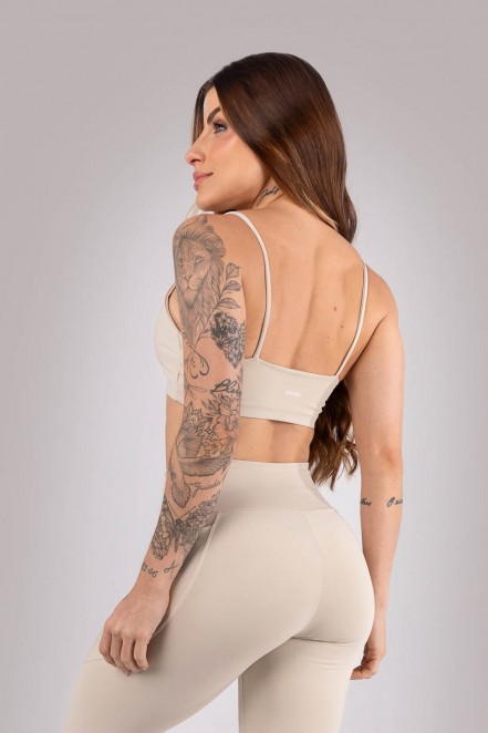 Top com Alças e Decote Quadrado (Bege) | Ref: K4412-C
