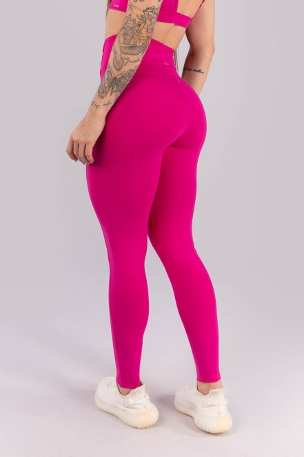 Calça Legging com Recortes e Viés Na Cintura (Rosa Choque) | Ref: K4445-C