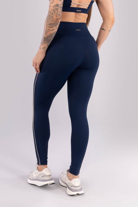 Calça Legging com Vivos Contrastantes (Azul Marinho / Bege / Off-White) | Ref: K4507-A