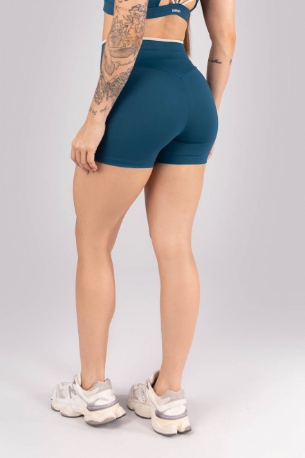 Short sem Gancho com Vira (Azul Petróleo / Bege) | Ref: K4300-D