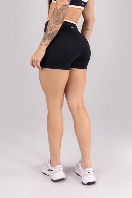 Short com Vivo e Viés Contrastante (Preto / Off-White) | Ref: K4455-C