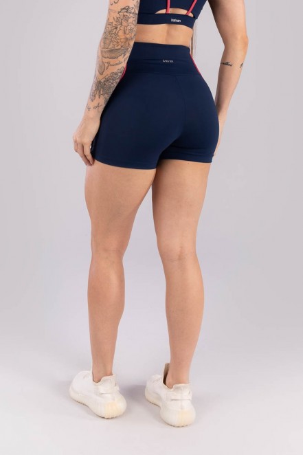 Short com Vivo Contrastante (Azul Marinho / Rosa Cereja) | Ref: K4460-C
