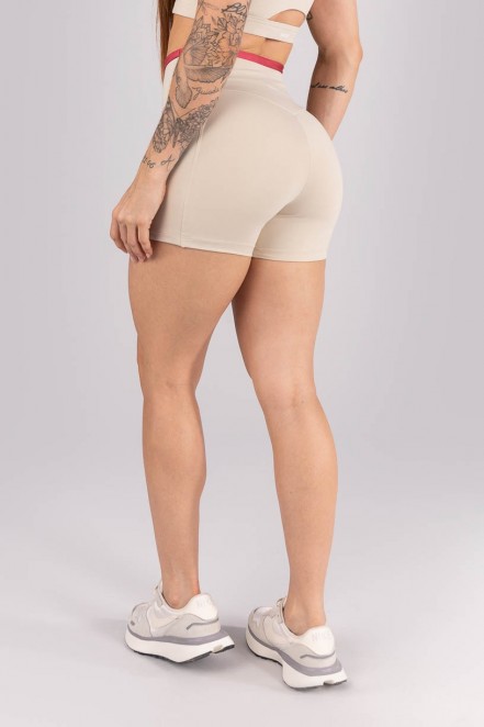 Short com Blsos e Detalhe no Cós (Bege / Rosa) | Ref: K4468-A