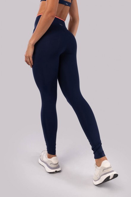 Calça Legging com Recortes e Viés na Cintura (Azul Marinho / Aquarela) | Ref: K4515-A