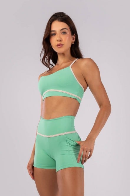 Top com Alças e Chapado Contrastantes (Verde Menta / Bege) | Ref: K4520-B