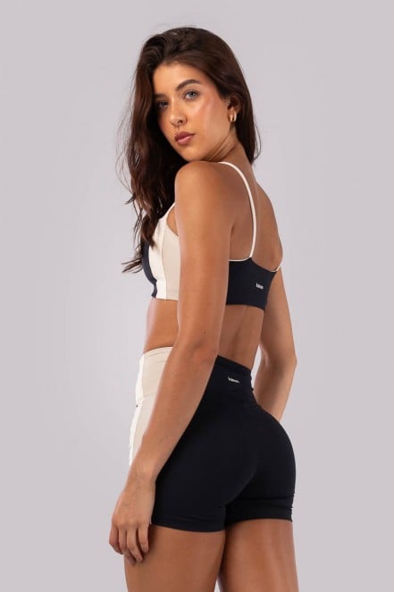 Top Decote Reto com Faixas Laterais (Preto / Bege / Off-White) | Ref: K4532-A