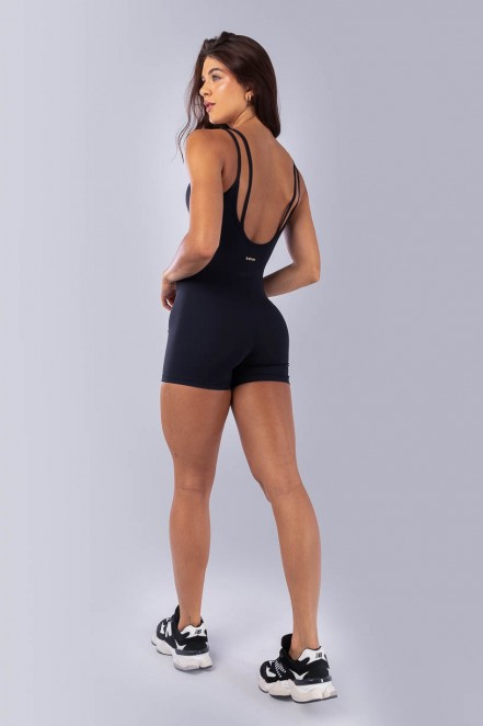 Macaquinho com Strappy e Alça Dupla (Preto) | Ref: K4544-A