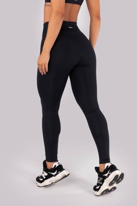 Calça Legging com Vivo e sem Cós Aparente na Frente (Preto / Off-White) | Ref: K4549-A