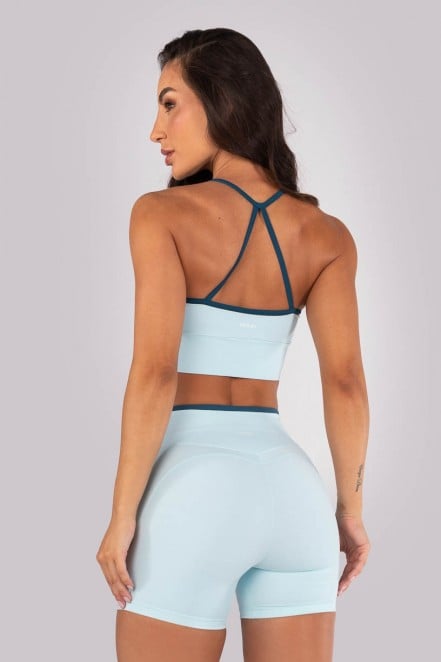 Top com Alças Contrastantes (Azul Bebê / Azul Petróleo) | Ref: K4554-A