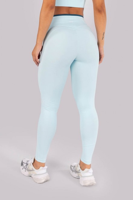 Calça Legging com Vira Contrastante (Azul Bebê / Azul Petróleo) | Ref: K4555-A
