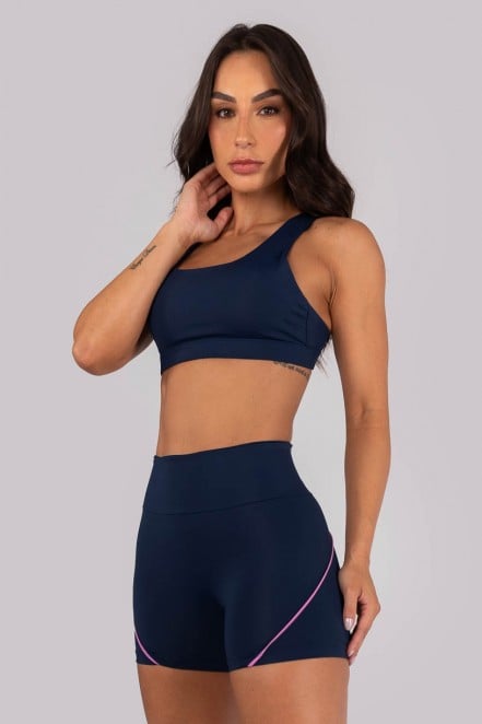 Top com Alças Entrelaçadas Contrastantes (Azul Marinho / Violet) | Ref: K4560-A
