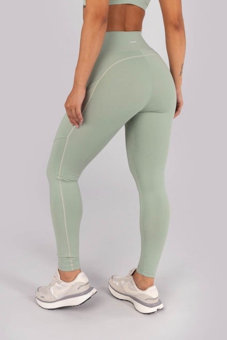 Calça Legging com Bolsos e Cobertura Contrastante (Verde Claro) | Ref: K4564-B