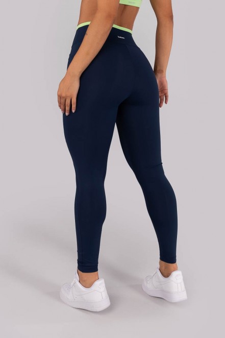 Calça Legging com Bolsos e Cós de Vira (Azul Marinho / Verde) | Ref: K4567-A