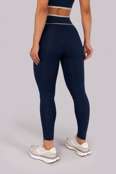Calça Legging com Vivo e Vira (Azul Marinho / Bege Platinado) | Ref: K4570-A