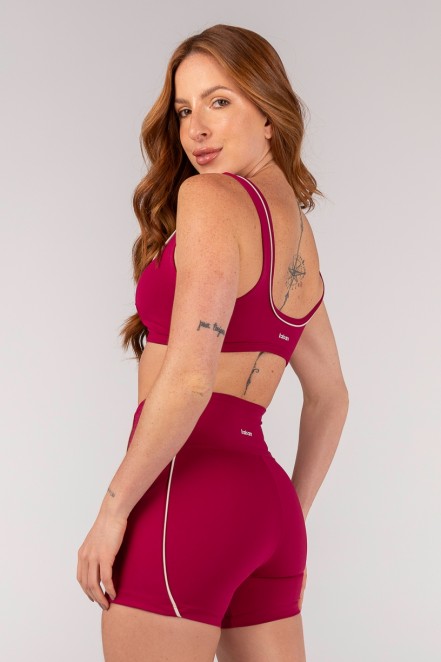Top Alças Largas e Viés com Vivo Embutido (Açaí / Off-White) | Ref: K4646-A