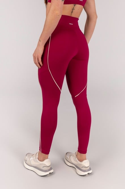 Calça Legging com Bolsos e Vivo (Açaí / Off-White) | Ref: K4647-A