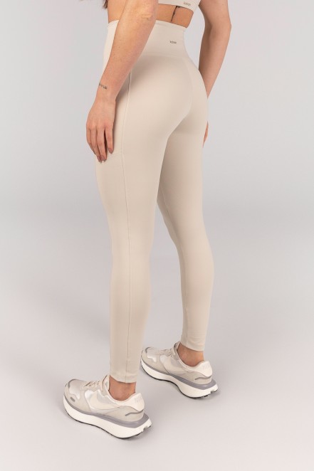 Calça Legging sem Cós Aparente e Bolsos (Off-White / Caramelo) | Ref: K4662-A