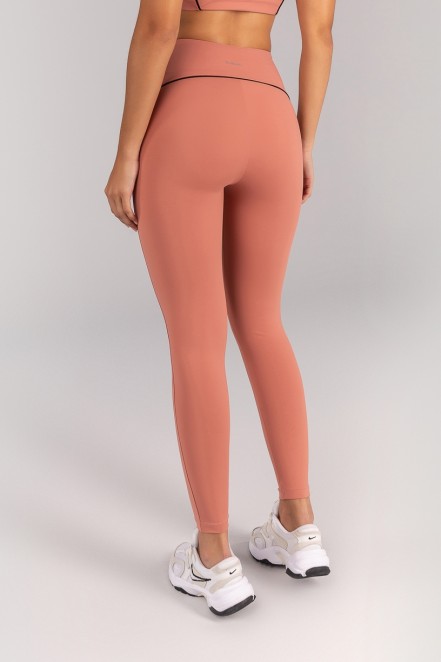 Calça Legging com Vivo e Viés Contrastante (Telha / Preto) | Ref: K4683-A