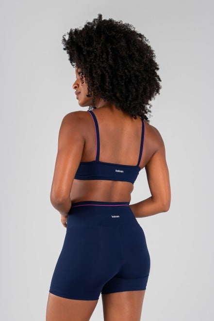 Top com Vivo Contrastante nas Alças (Azul Marinho / Sorbet) | Ref: K4724-B