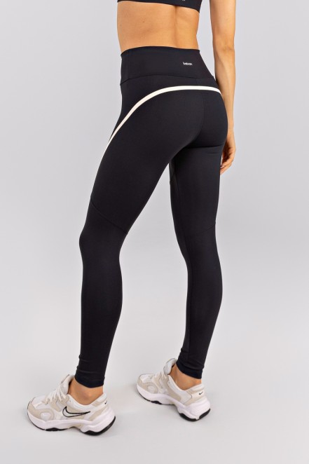 Calça Legging com Chapado Contrastante (Preto / Vanilla) | Ref: K4745-A