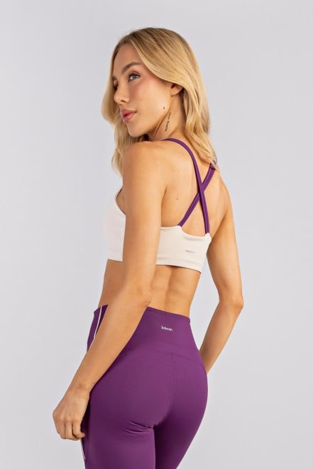 Top com Alças Duplas Coloridas (Off-White / Ametista) | Ref: K4747-A