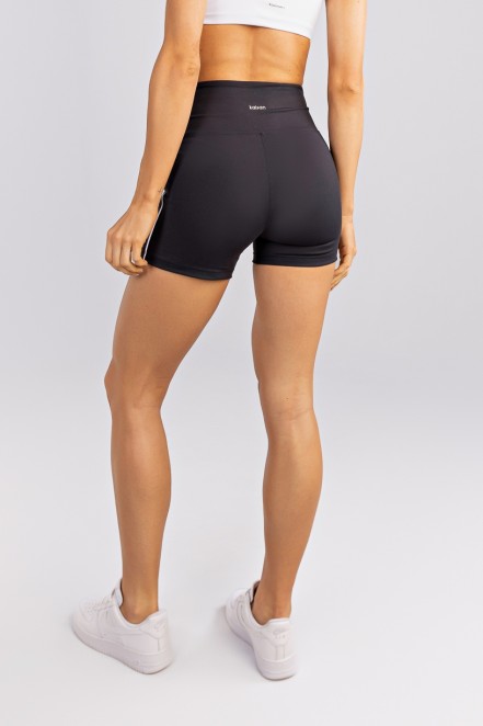 Short com Vivos Duplos Coloridos (Preto / Branco) | Ref: K4749-B