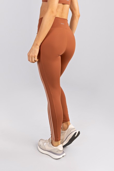 Calça Legging com Recortes e Chapados Platinados (Marrom / Rosê) | Ref: K4757-B