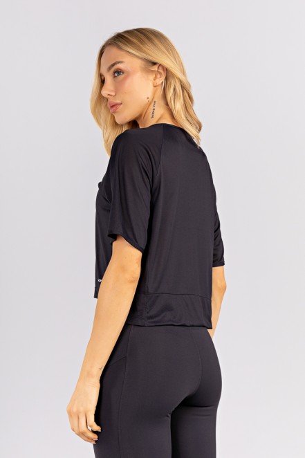 Blusa Raglan com Recorte Lateral (Preto) | Ref: K4774-A