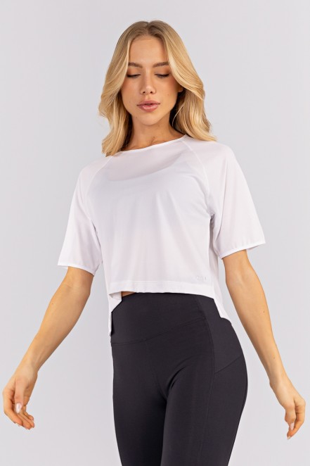 Blusa Raglan com Recorte Lateral (Branco) | Ref: K4774-B