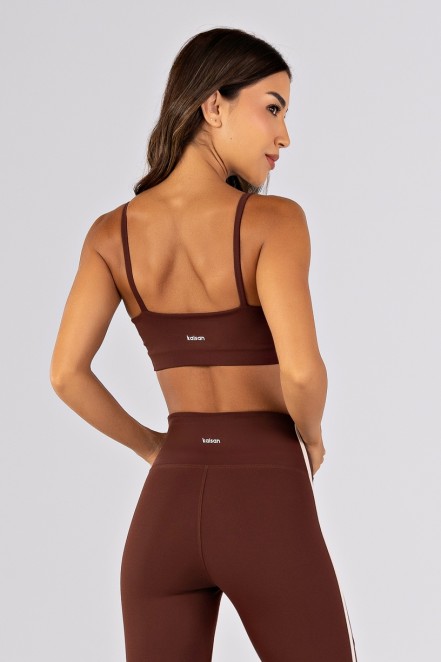 Top com Alças e Detalhe em Chapado (Café) | Ref: K4484-D