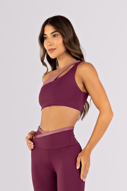 Top Assimétrico com Abertura no Ombro (Uva / Rosa Vintage) | Ref: K4495-B