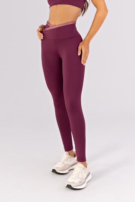 Calça Legging com Cós Transpassado e Vira (Uva / Rosa Vintage) | Ref: K4496-B