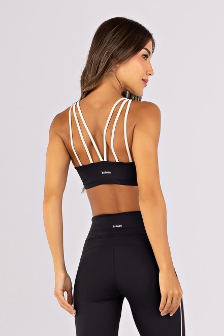 Top com Alças Triplas nas Costas (Preto / Off-White) | Ref: K4784-A