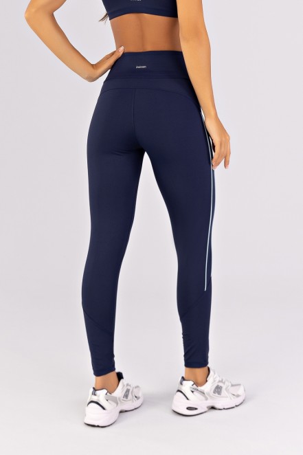 Calça Legging com Recortes e Vivos Duplos (Azul Marinho / Glacial) | Ref: K4785-C