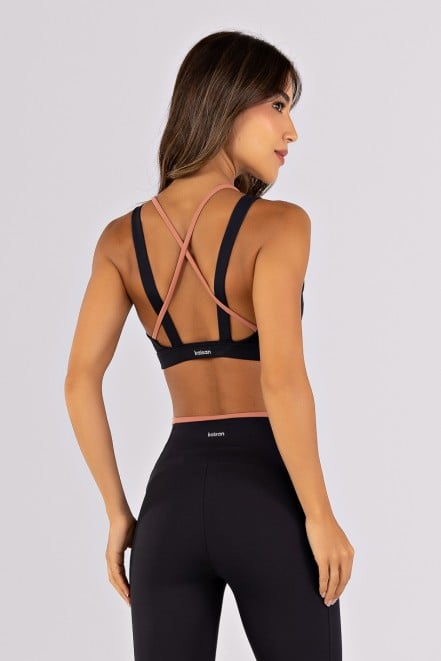 Top com Alças Diferenciadas em Contraste (Preto / Telha) | Ref: K4790-B