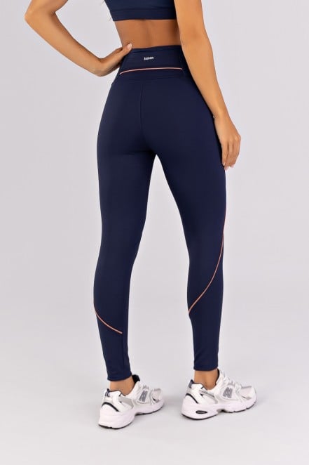 Calça Legging com Bolso no Cós e Vivos (Azul Marinho / Telha) | Ref: K4794-A