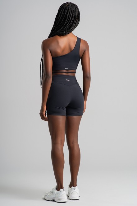 Short sem Gancho com Vivo e Cós em V (Preto) | Ref: K4826-A