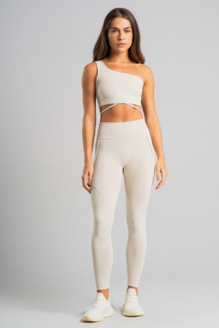 Calça Legging sem Gancho com Vivo e Cós em V (Off-White) | Ref: K4825-B