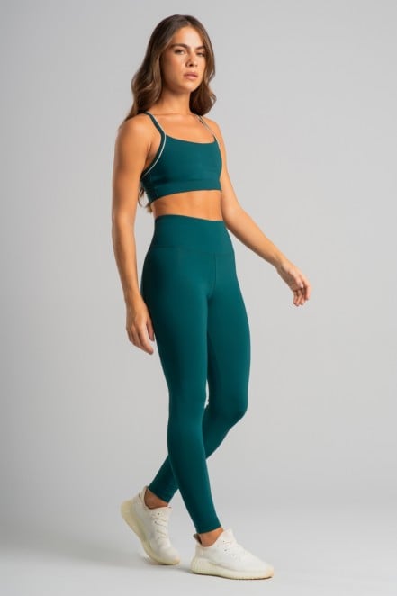 Calça Legging com Bolso no Cós e Vivo Contrastante (Imperial / Off-White) | Ref: K4837-B