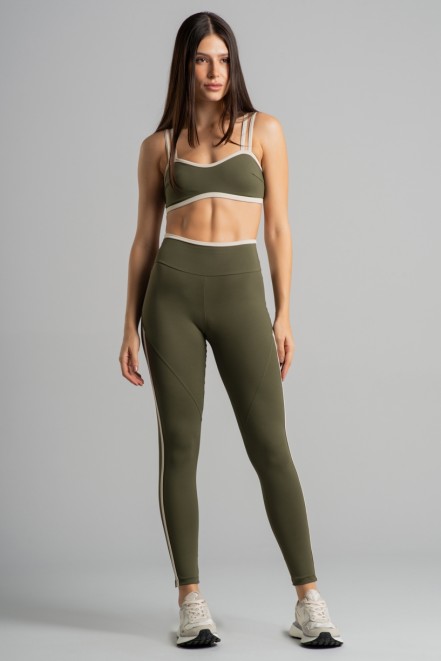 Calça Legging com Chapado e Vira (Militar / Off-White) | Ref: K4694-C