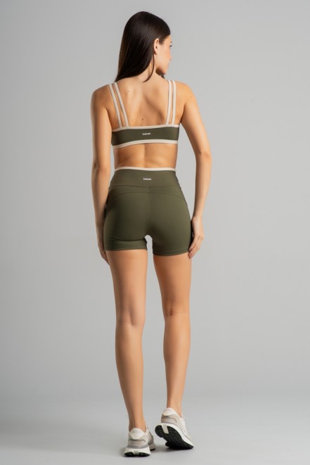 Short com Chapado e Vira (Militar / Off-White) | Ref: K4695-C
