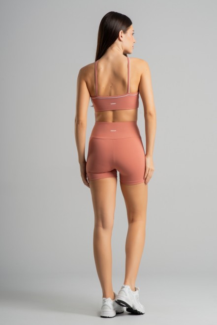 Short com Vivo Contrastante (Telha / Branco) | Ref: K4856-B